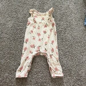 Grayson MinCream Romper with Pink Strawberry Print
